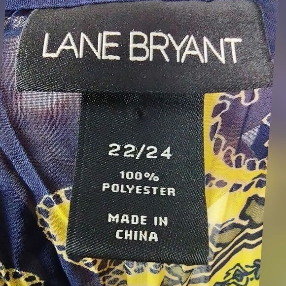 Lane Bryant Paisley 3/4 Sleeve Chiffon Blue Blouse Size 22/24 - Picture 5 of 14